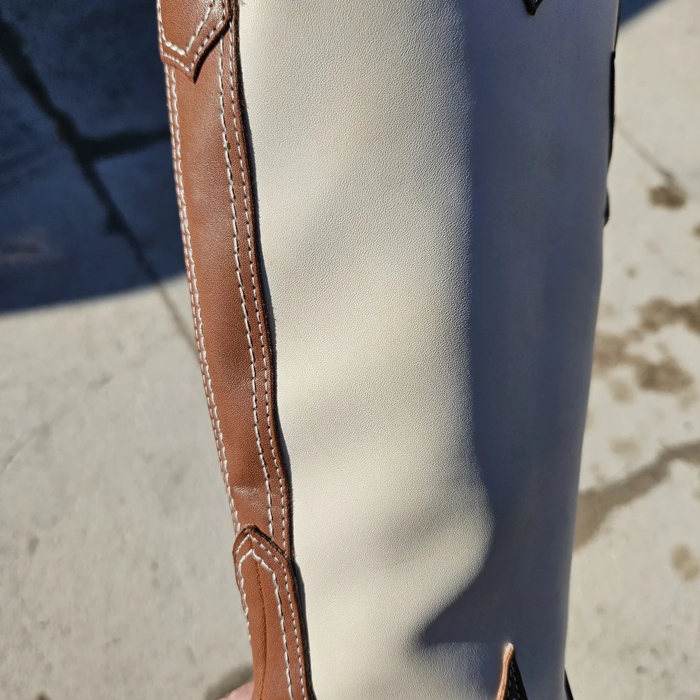 Zodiac Dawson Western Tall Boots - Brown/Cream Leather - Size 5.5M- NEW - Picture 12 of 16